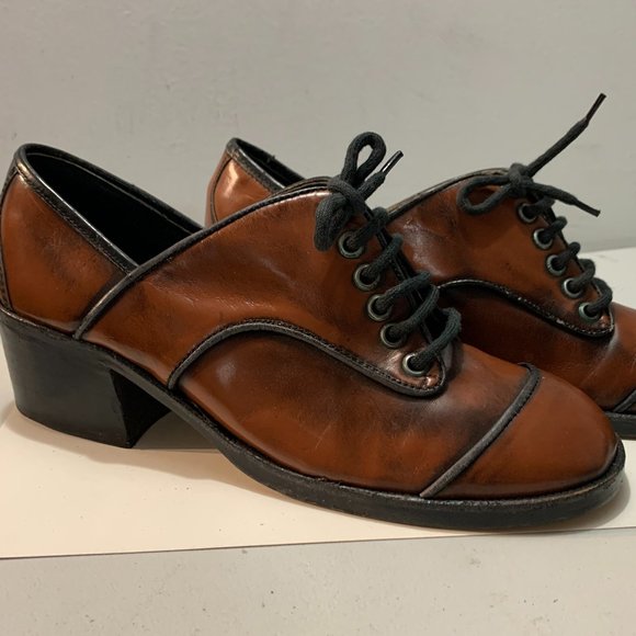 Vintage 1970s The Villager Brand Platform Brown Leather Women's Shoes Si… - Picture 3 of 8